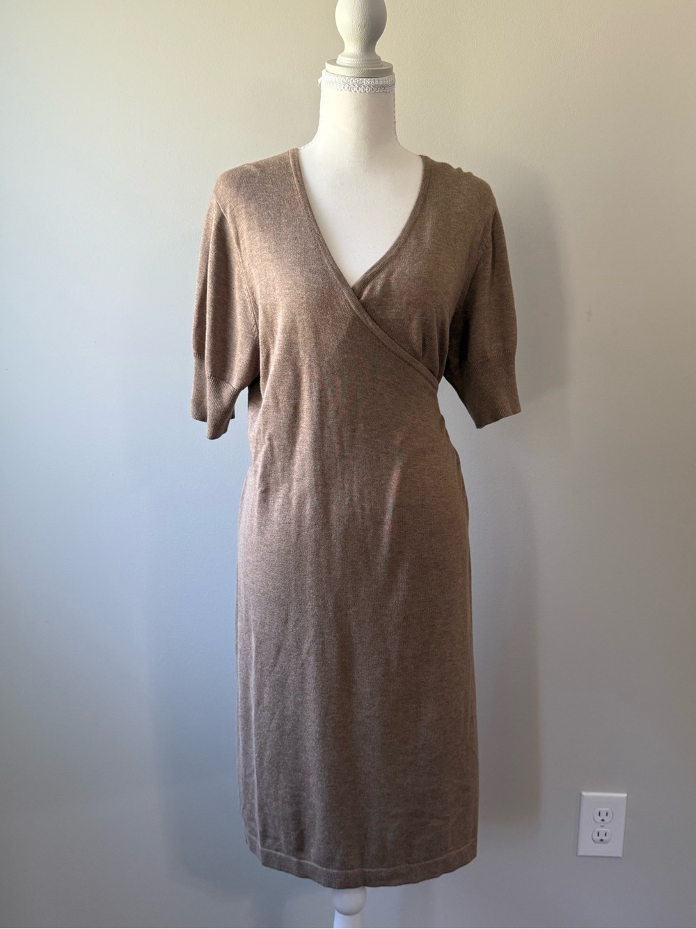 NWT Apt. 9 Taupe Wrap Knit Sweater Dress Size XL